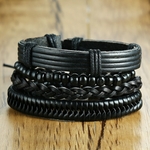 Vnox-4-pi-ces-ensemble-Bracelets-noirs-pour-hommes-bracelet-r-glable-longueur-boh-me-vacances
