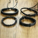 Vnox-4-pi-ces-ensemble-Bracelets-noirs-pour-hommes-bracelet-r-glable-longueur-boh-me-vacances