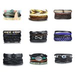 Vnox-4-pi-ces-ensemble-Bracelets-noirs-pour-hommes-bracelet-r-glable-longueur-boh-me-vacances