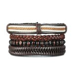 Vnox-4-pi-ces-ensemble-Bracelets-noirs-pour-hommes-bracelet-r-glable-longueur-boh-me-vacances
