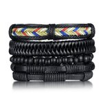 Vnox-4-pi-ces-ensemble-Bracelets-noirs-pour-hommes-bracelet-r-glable-longueur-boh-me-vacances