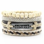 Nouveau-la-mode-4-pi-ces-ensemble-tiss-Punk-Vintage-plume-Superman-Bat-charme-en-cuir