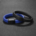 Jiayiqi-Punk-hommes-bijoux-noir-marron-tress-Bracelet-en-cuir-acier-inoxydable-fermoir-magn-tique-mode