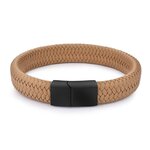 Jiayiqi-Punk-hommes-bijoux-noir-marron-tress-Bracelet-en-cuir-acier-inoxydable-fermoir-magn-tique-mode