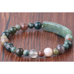 CSJA-6mm-8mm-mousse-Agates-Bracelet-pierres-naturelles-vert-Rectangle-perles-rondes-bracelets-pour-femme-lastique