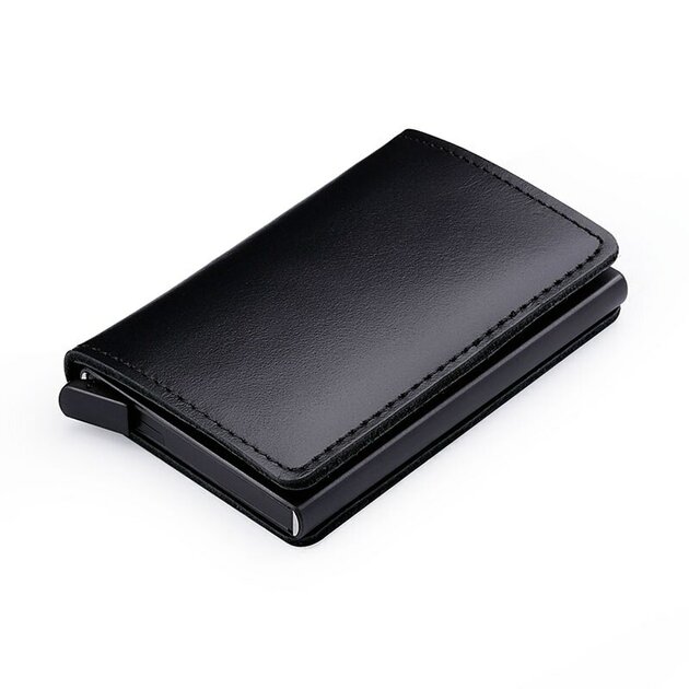 Portefeuille Mini RFID Pour Cartes De Crédit - Cuir Noir - Clip Pour Homme - Neuf Avec étiquettes