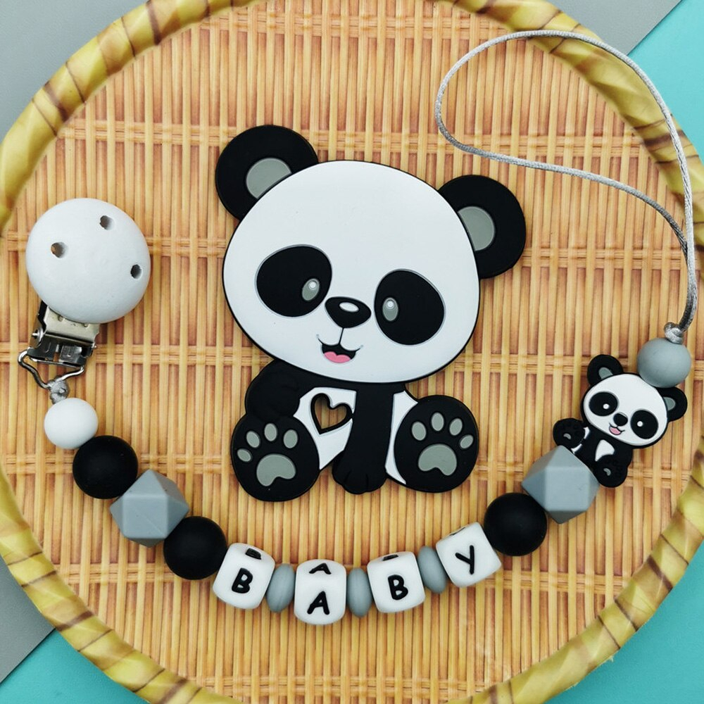 attache tétine personnalisée silicone panda