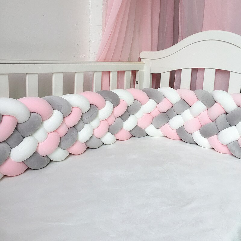 Tour de Lit Bébé Tressé pour Fille Rose