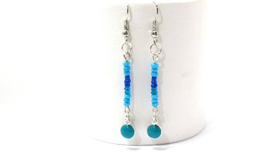 Boucles doreilles pendantes sur ton bleuté (3)