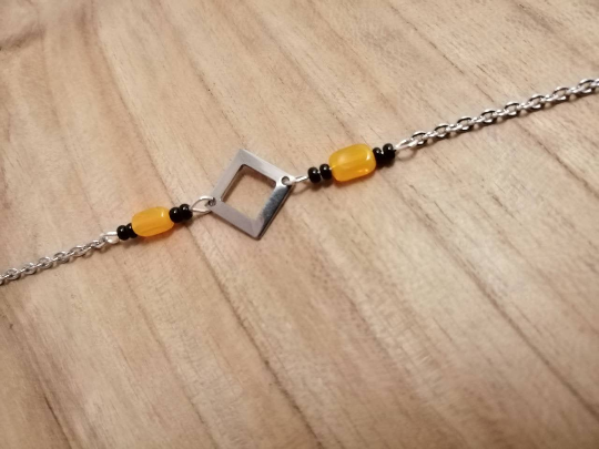 Bracelet Losange noir et orangé en acier inoxydable (1)