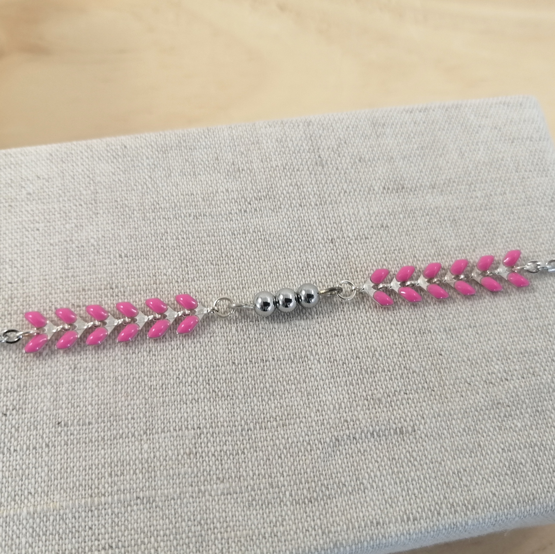 Bracelet Epis Délices rose fluo en acier inoxydable (3)