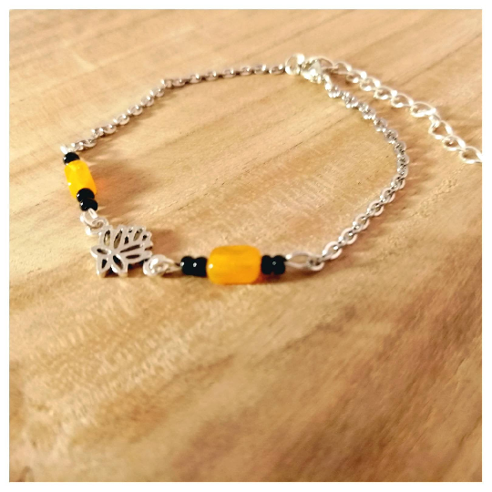 Bracelet Fleur de Lotus noir et jaune (3)