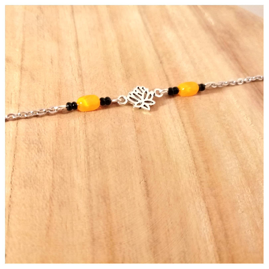 Bracelet Fleur de Lotus noir et jaune (5)