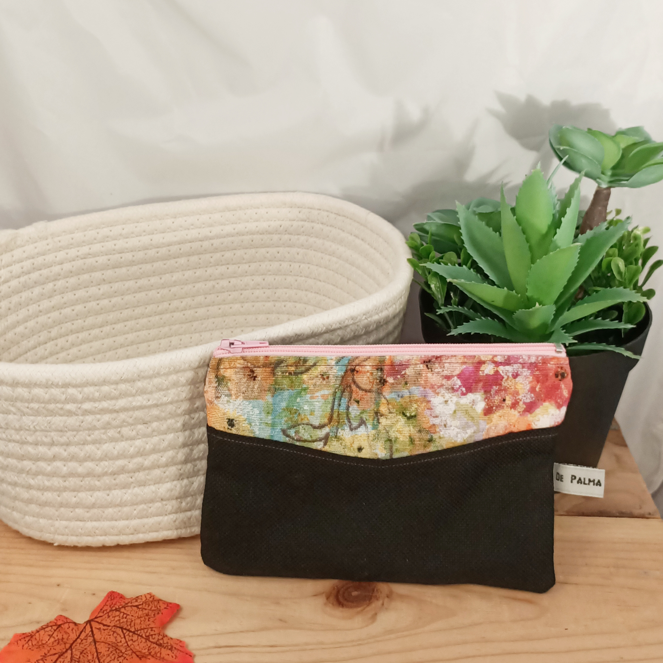 Pochette FUYU fleurie zip rose pâle (1)