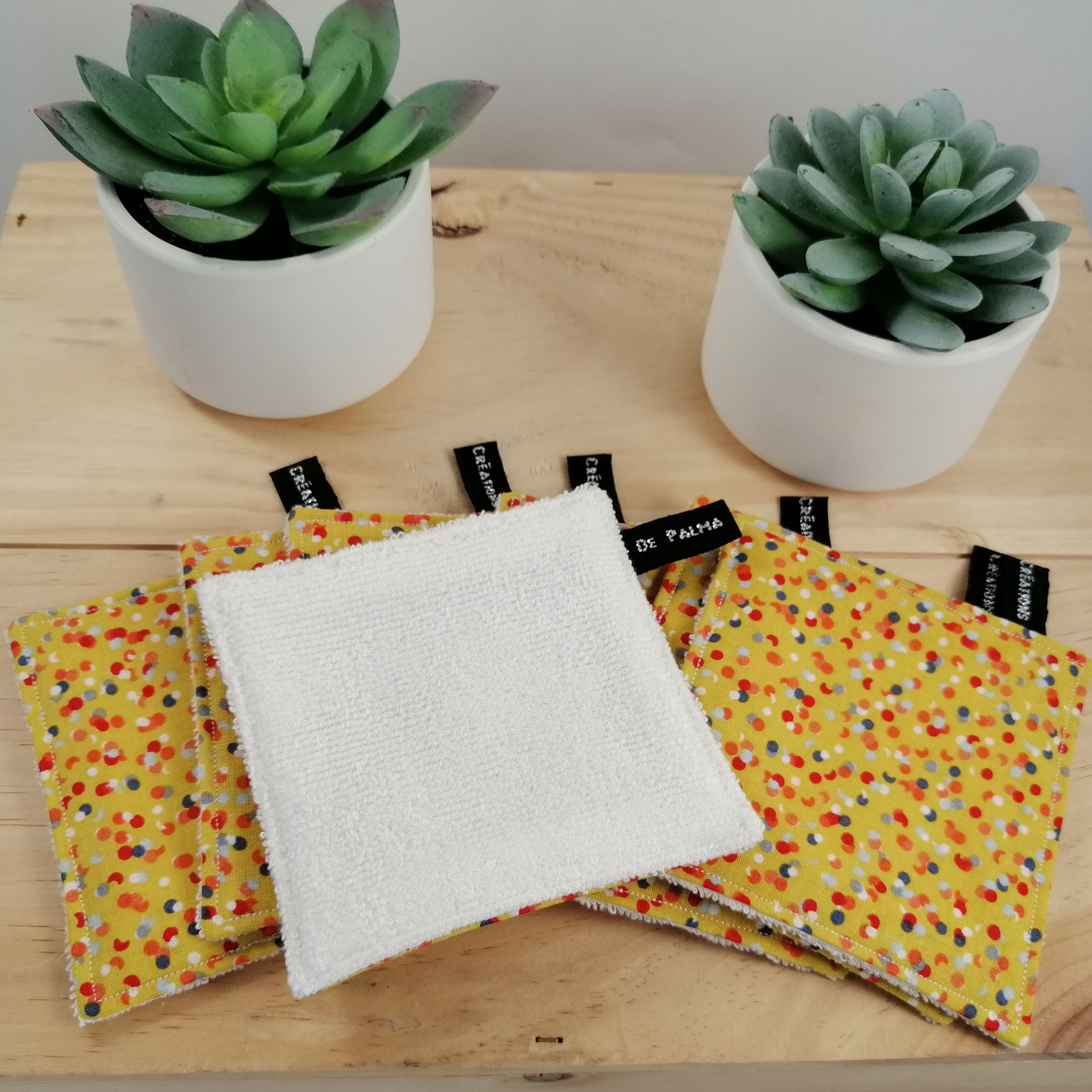 Semainier lingettes lavables Lilav confettis jaune et crème (3)