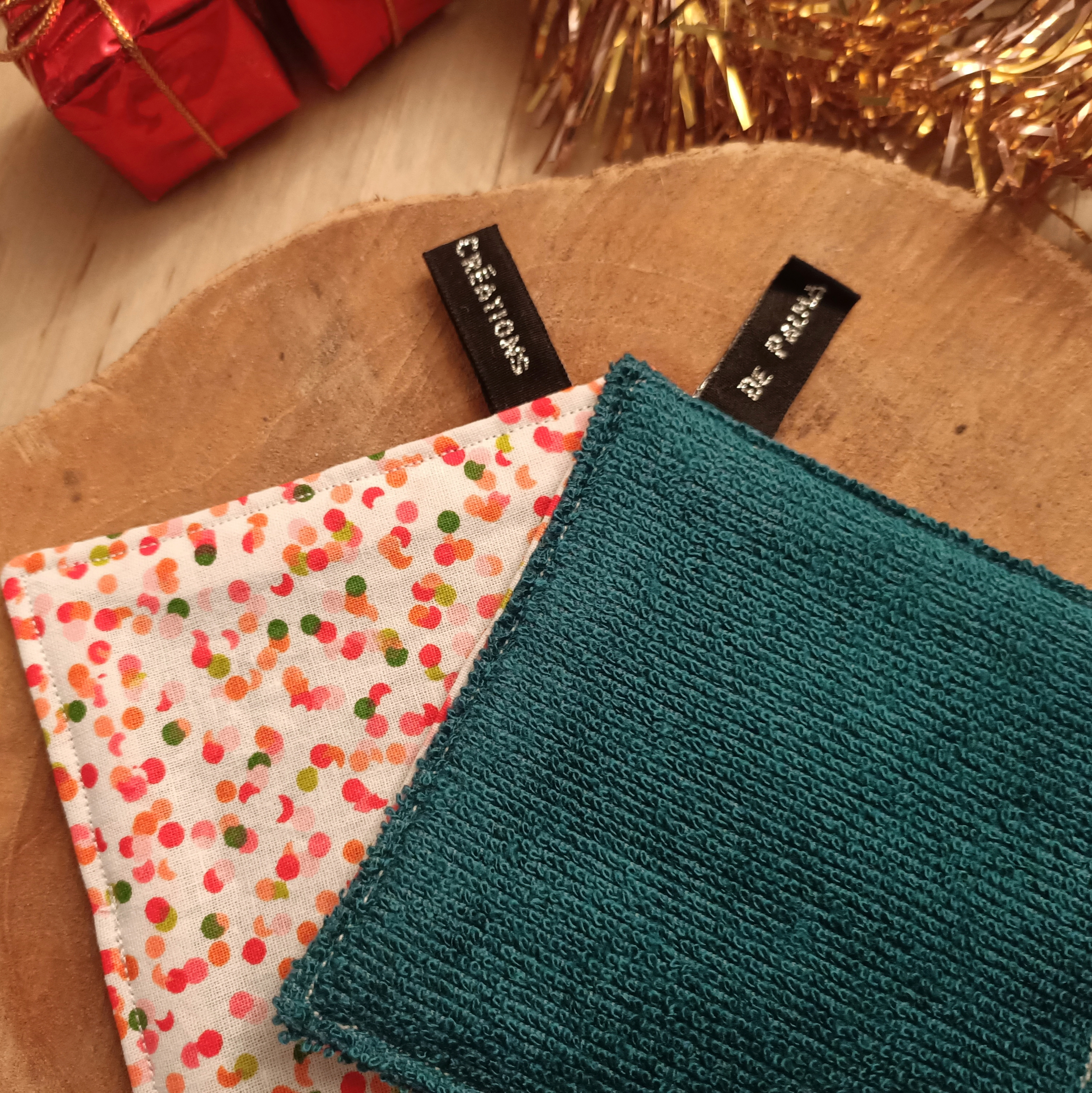 Semainier lingettes lavables confettis et bleu canard (2)
