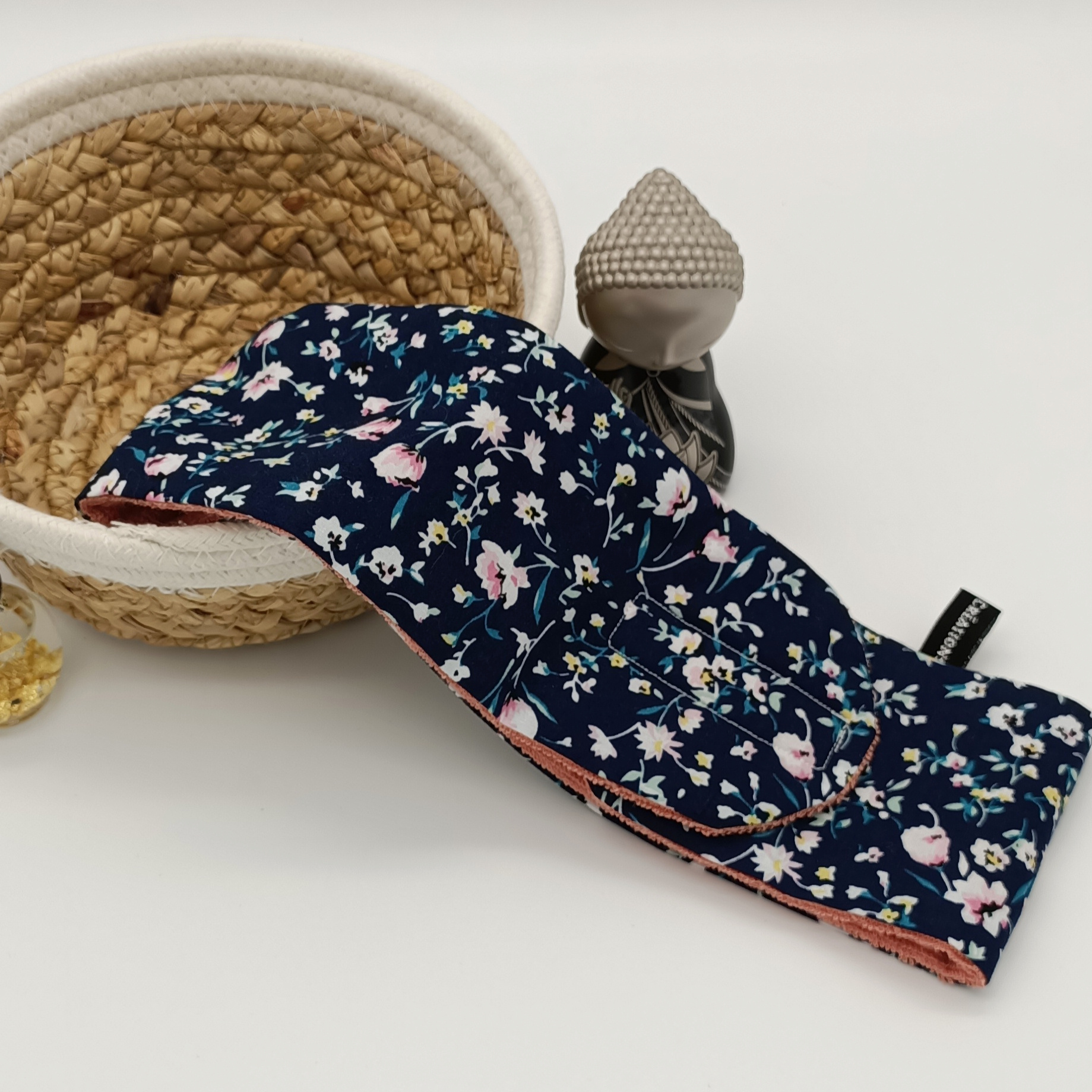 Bandeau cheveux SPA fleuri bleu soin visage ou pour le sport (2)
