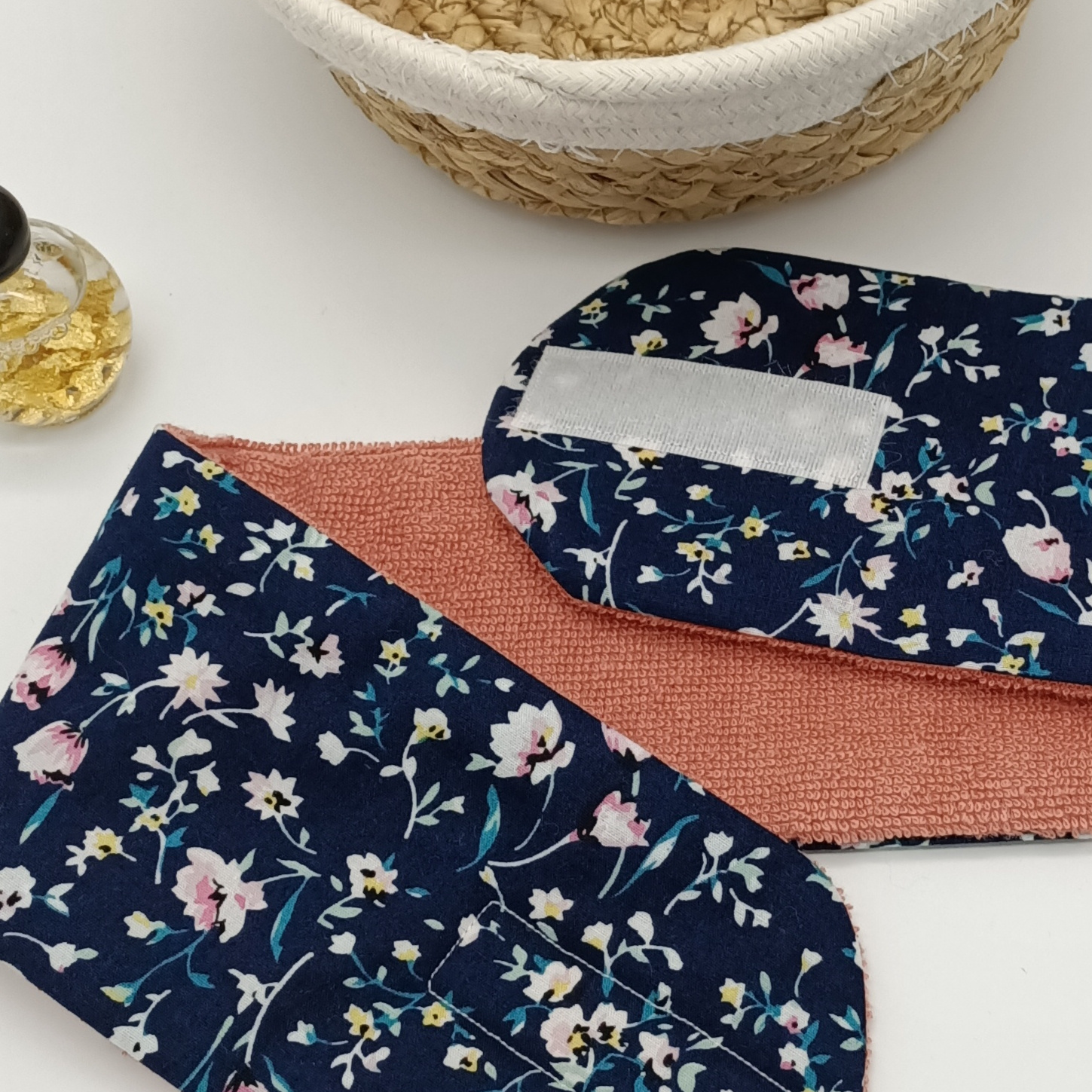 Bandeau cheveux SPA fleuri bleu soin visage ou pour le sport (3)