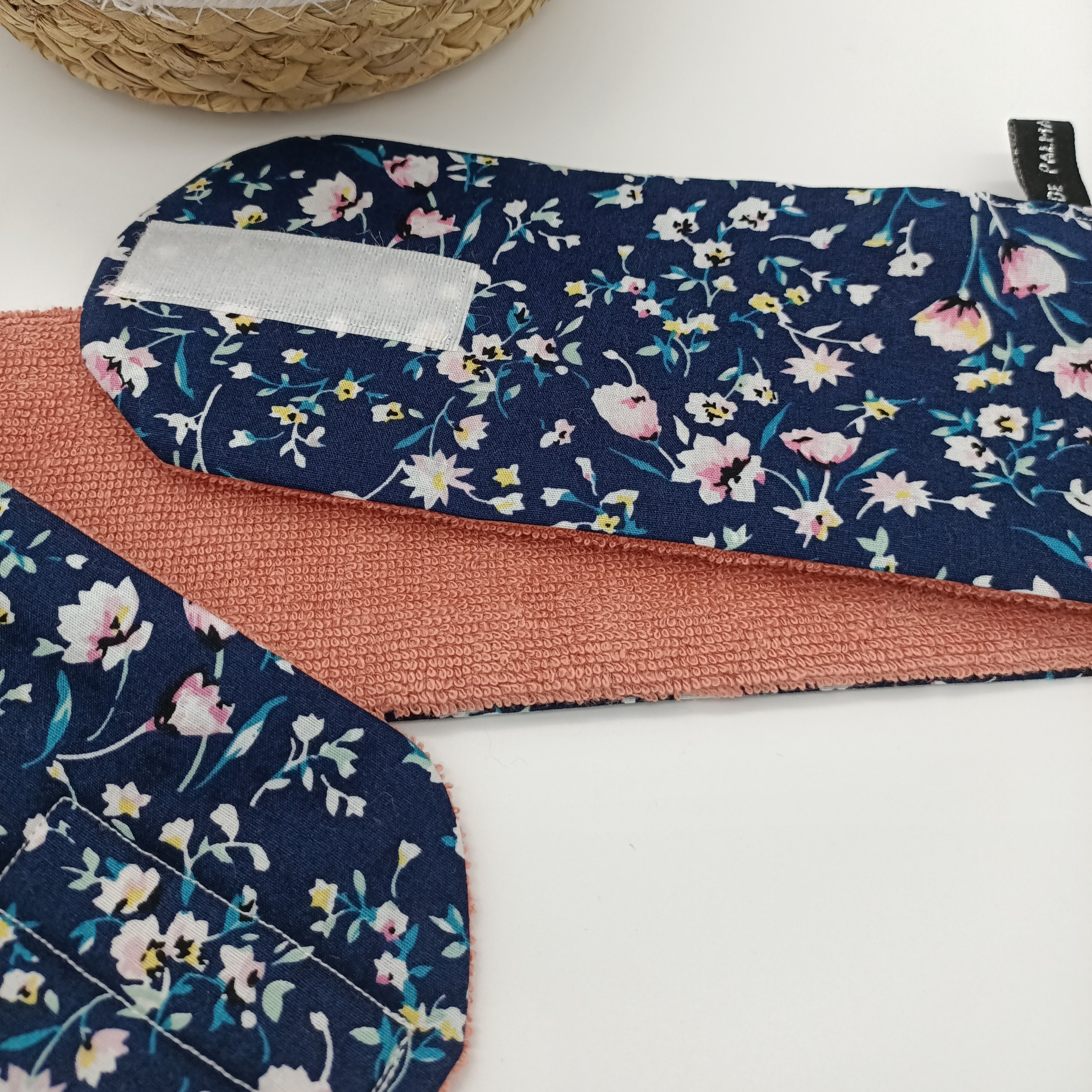 Bandeau cheveux SPA fleuri bleu soin visage ou pour le sport (4)