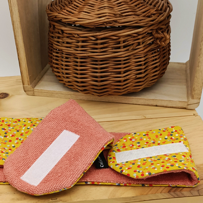 Bandeau SPA Confettis jaune et micro éponge corail. Pour vos soins (2)