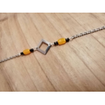 Bracelet Losange noir et orangé en acier inoxydable (1)