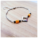 Bracelet Losange noir et orangé en acier inoxydable (3)