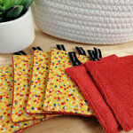 Semainier lingettes lavables Lilav confettis jaune et vermillon (3)