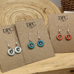 Boucles d'oreilles cercles colorés et perle acier (6)