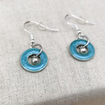 Boucles doreilles cercles colorés et perle acier (8)