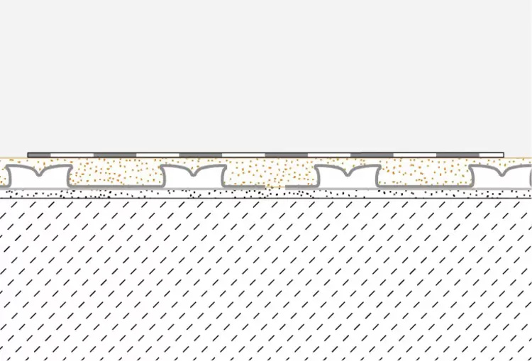 Schéma en coupe du raccord d’étanchéité avec la colle Schlüter KERDI-COLL-L