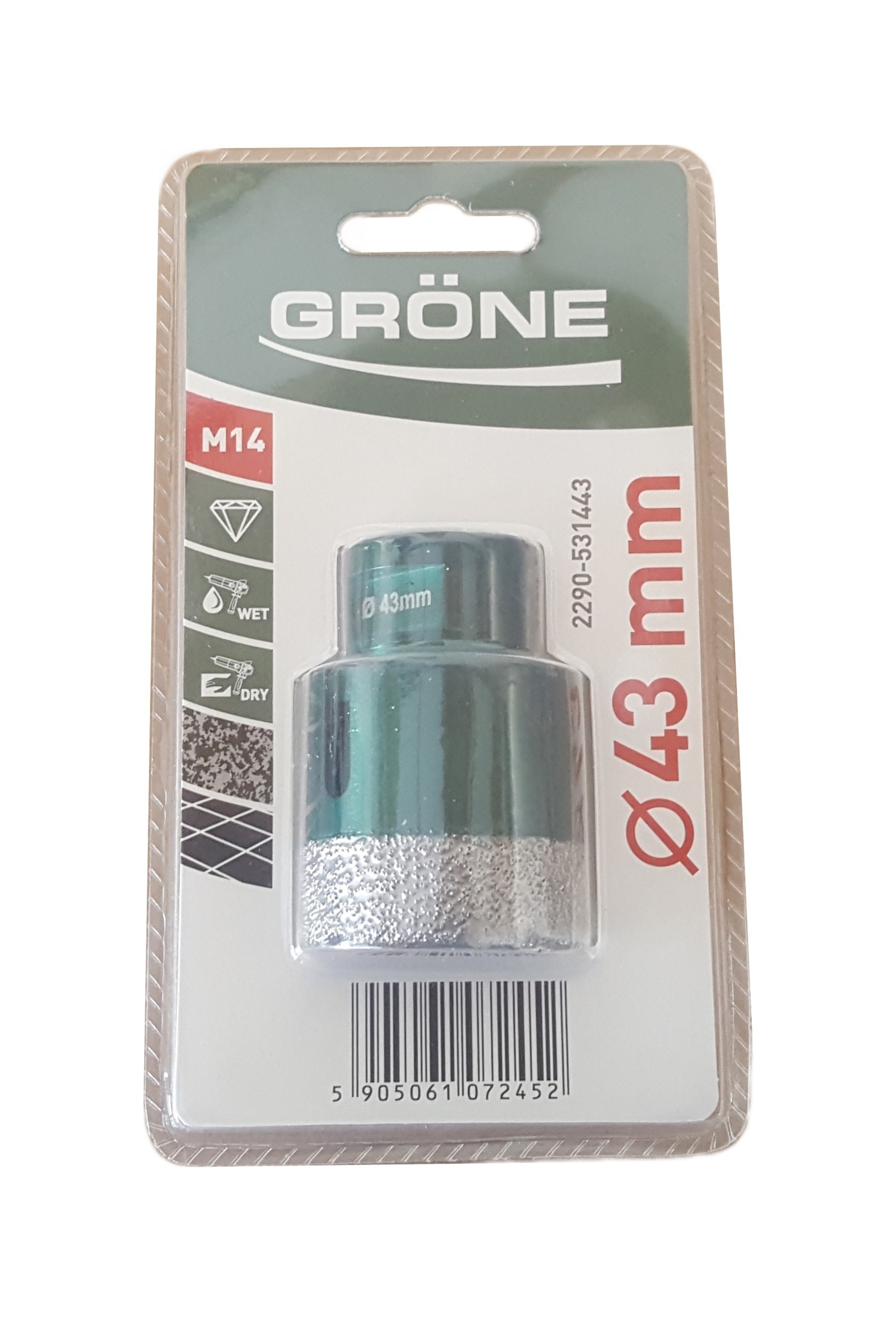 Trépan diamant 43mm M14 GRONE K2290-531443