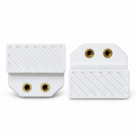 Paire de connecteurs de liaison HUGGSTEN HG0022 sur fond blanc