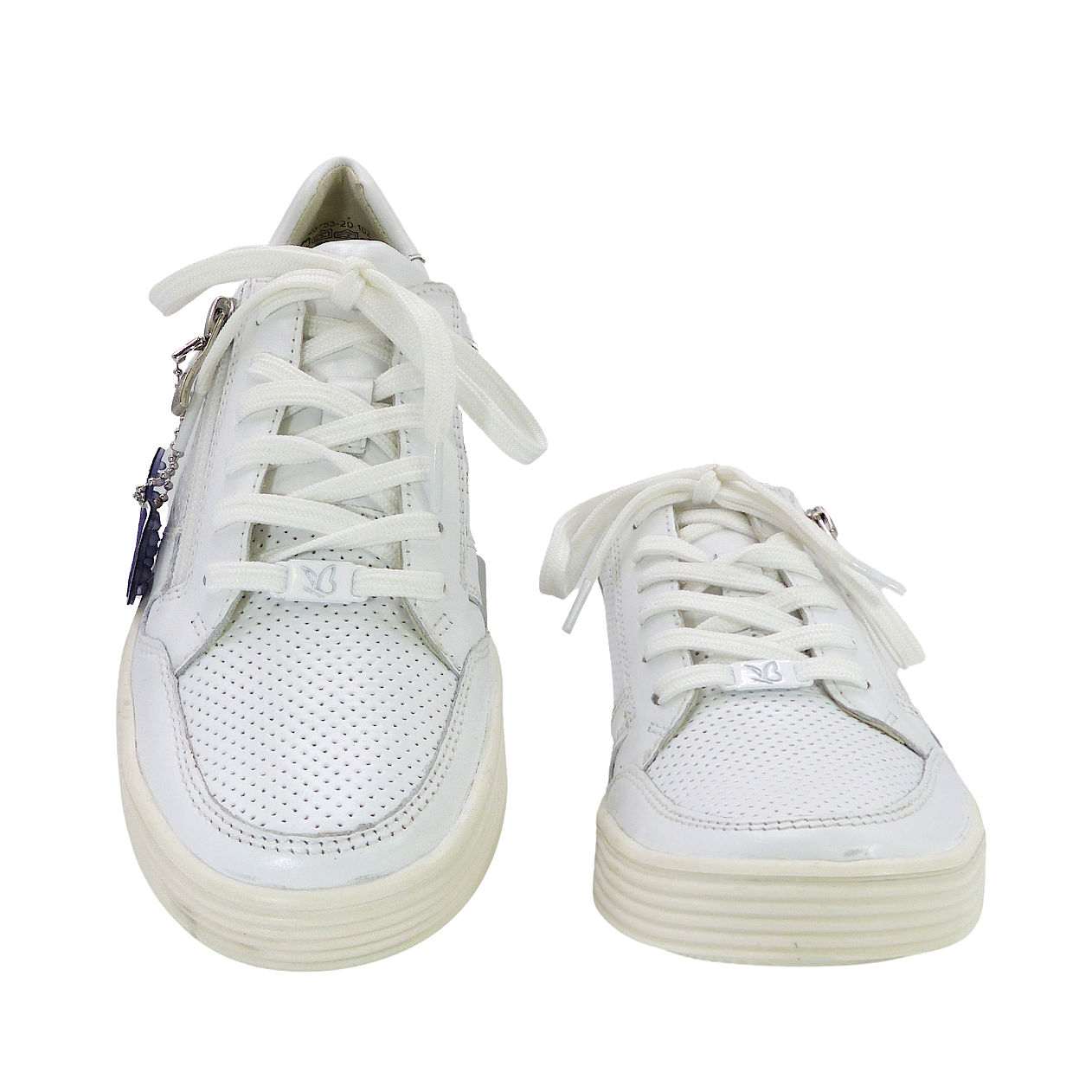 Tennis en cuir à fermeture éclair 23753 Blanc Sneakers Baskets