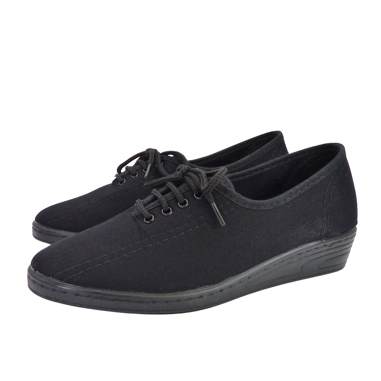 Tennis compensé en toile Capri Noir Mes Jolis Souliers