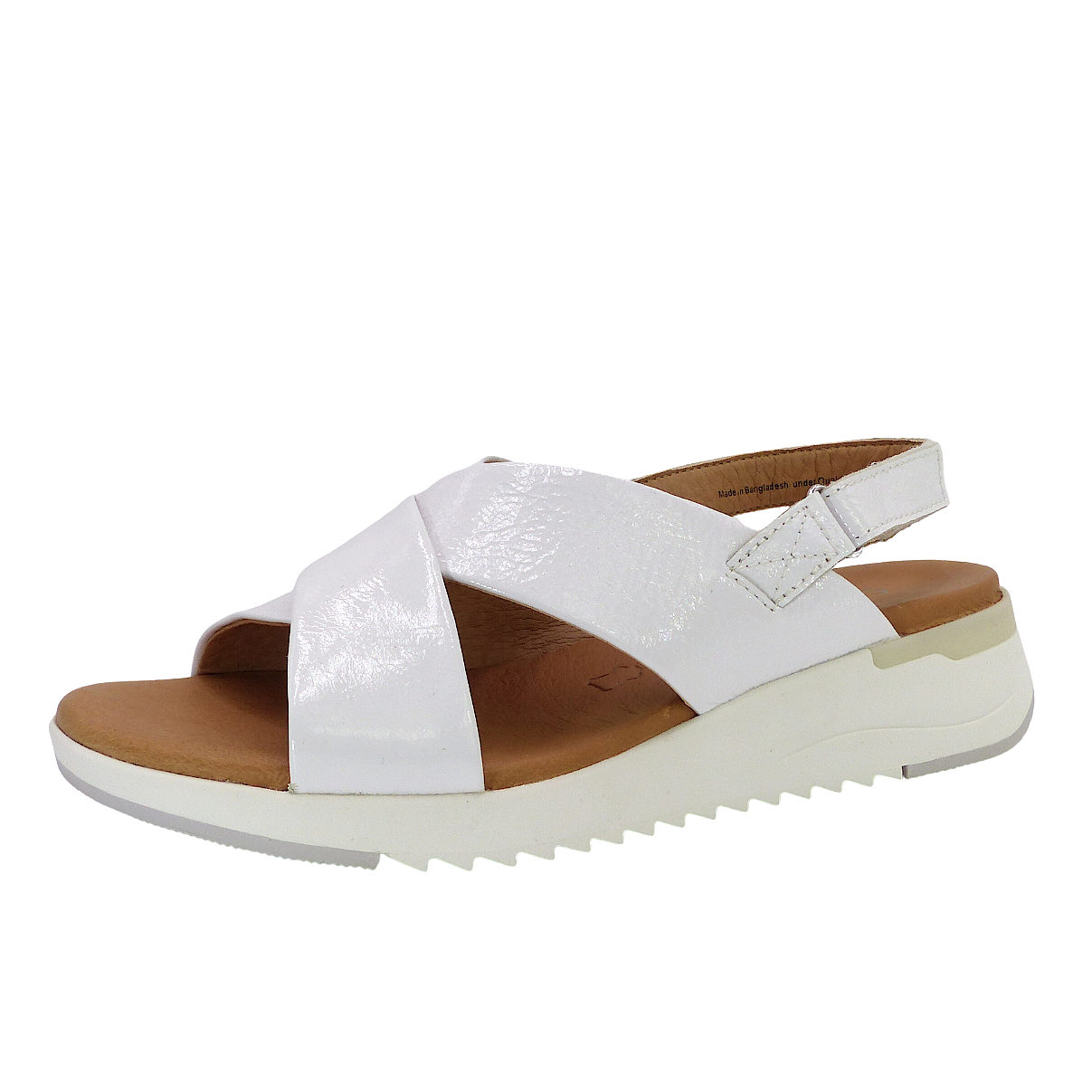 Sandale compensée confort en cuir 28702 Vernis Blanc Sandales