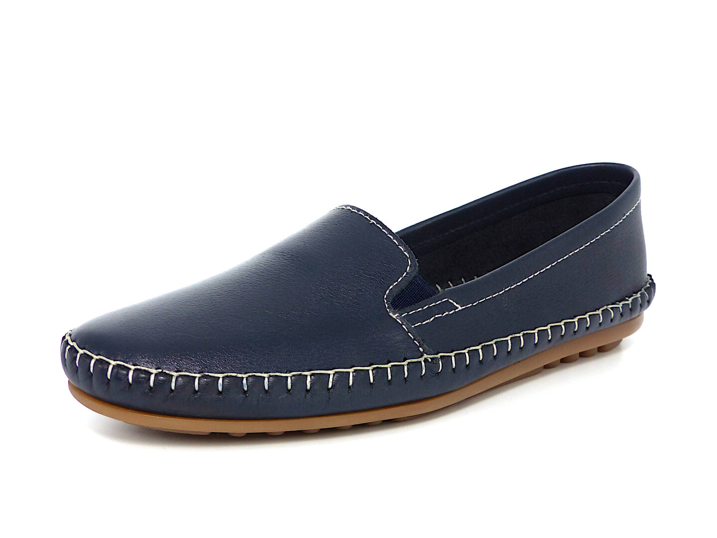 Mocassin Plat Femme En Cuir Marin Sans Lacets Cowman - Taille 38.5 (US 8), Couleur Bleu, Occasion Très Bon état