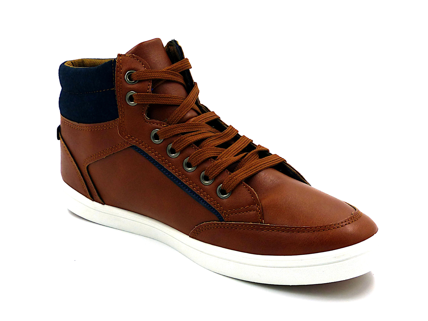 Basket montante en simili cuir camel Donald - Chaussures ...