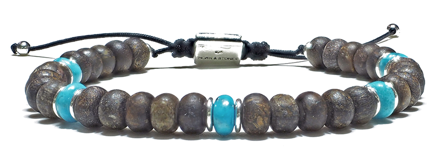 Bracelet-Homme-Perles-Bronzite-Turquoise-Kingman