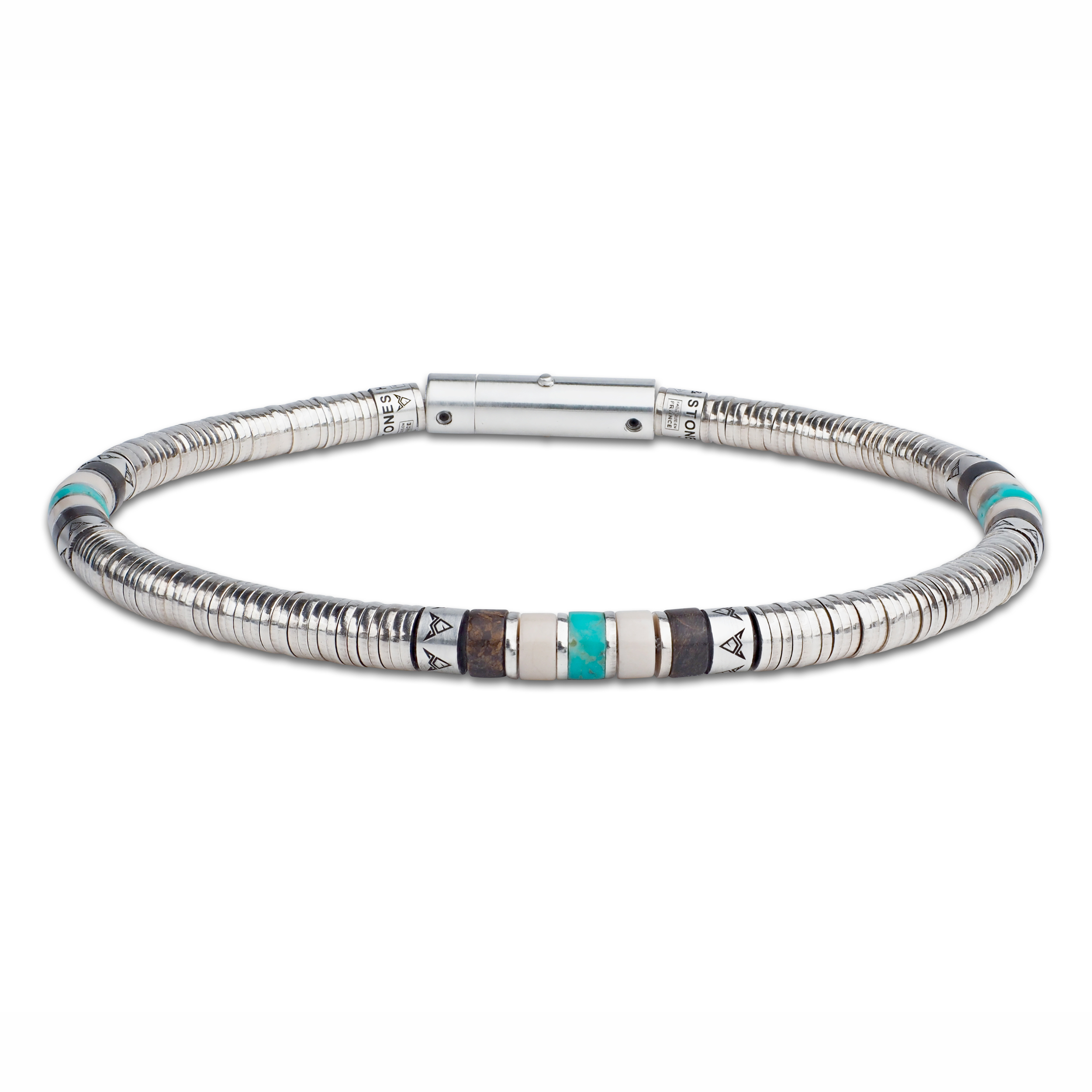 Bracelet Homme Argent, Turquoise & Bronzite