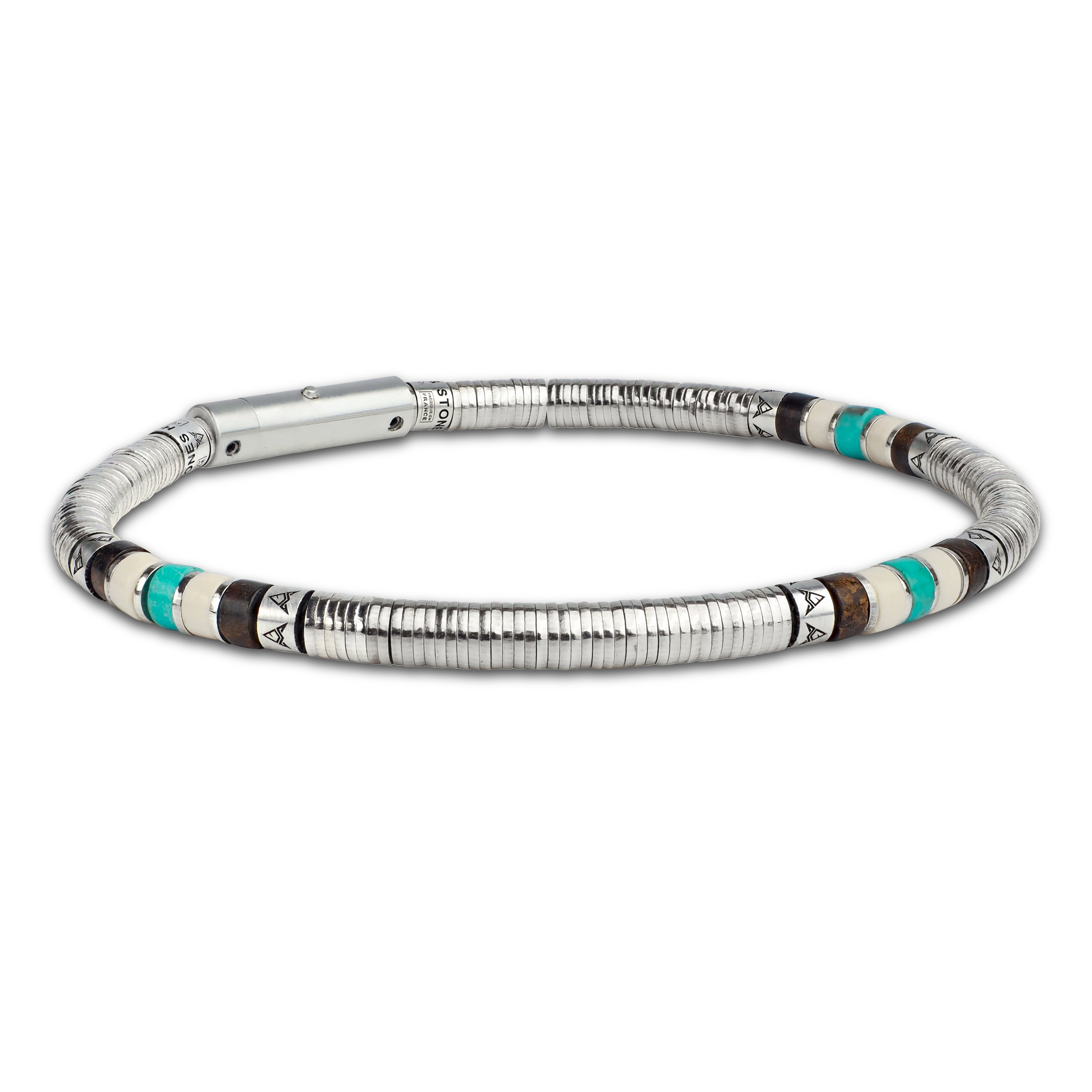 bracelet homme argent et turquoise