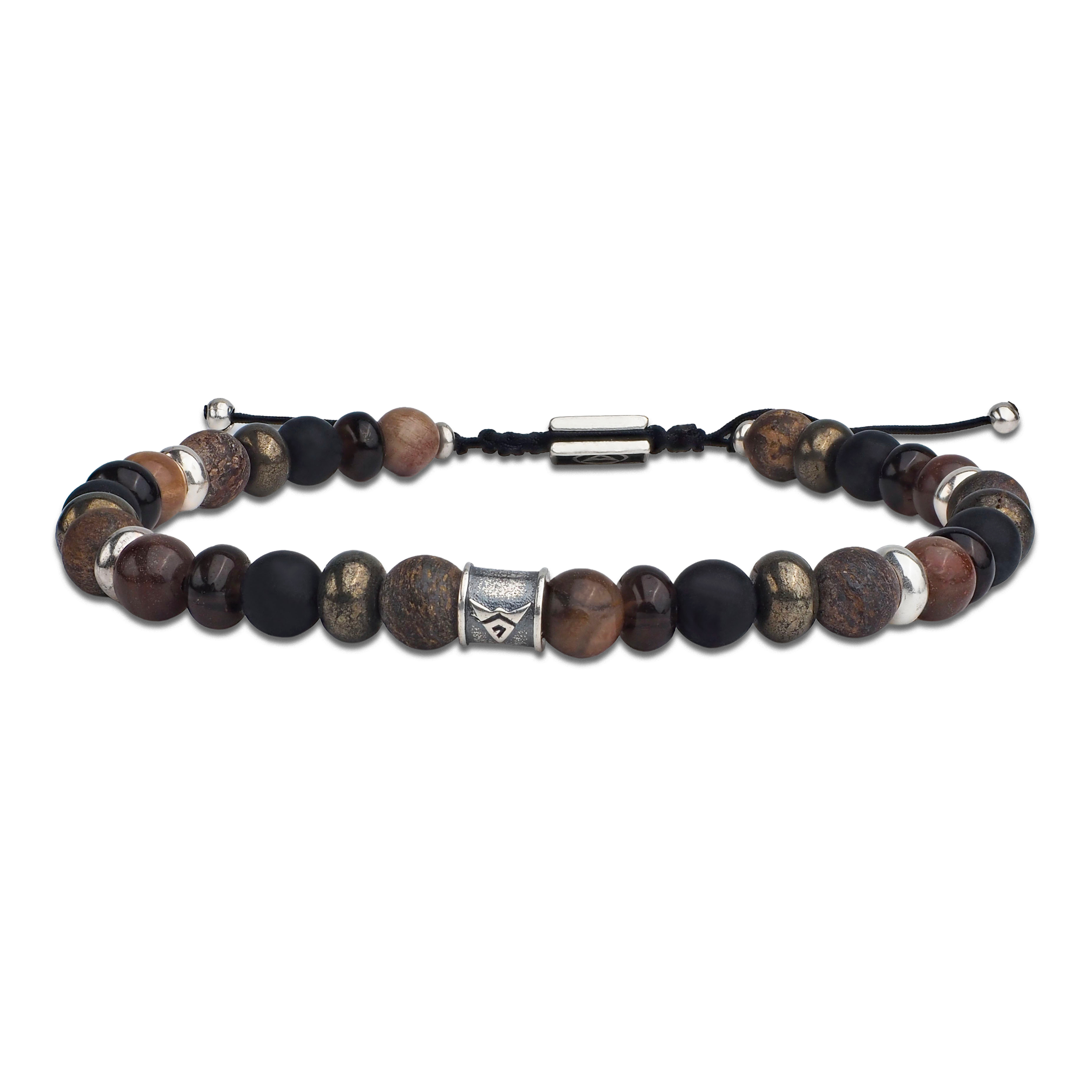 Bracelet homme gravé cubes et perles bois ou pierre AVENTURIER