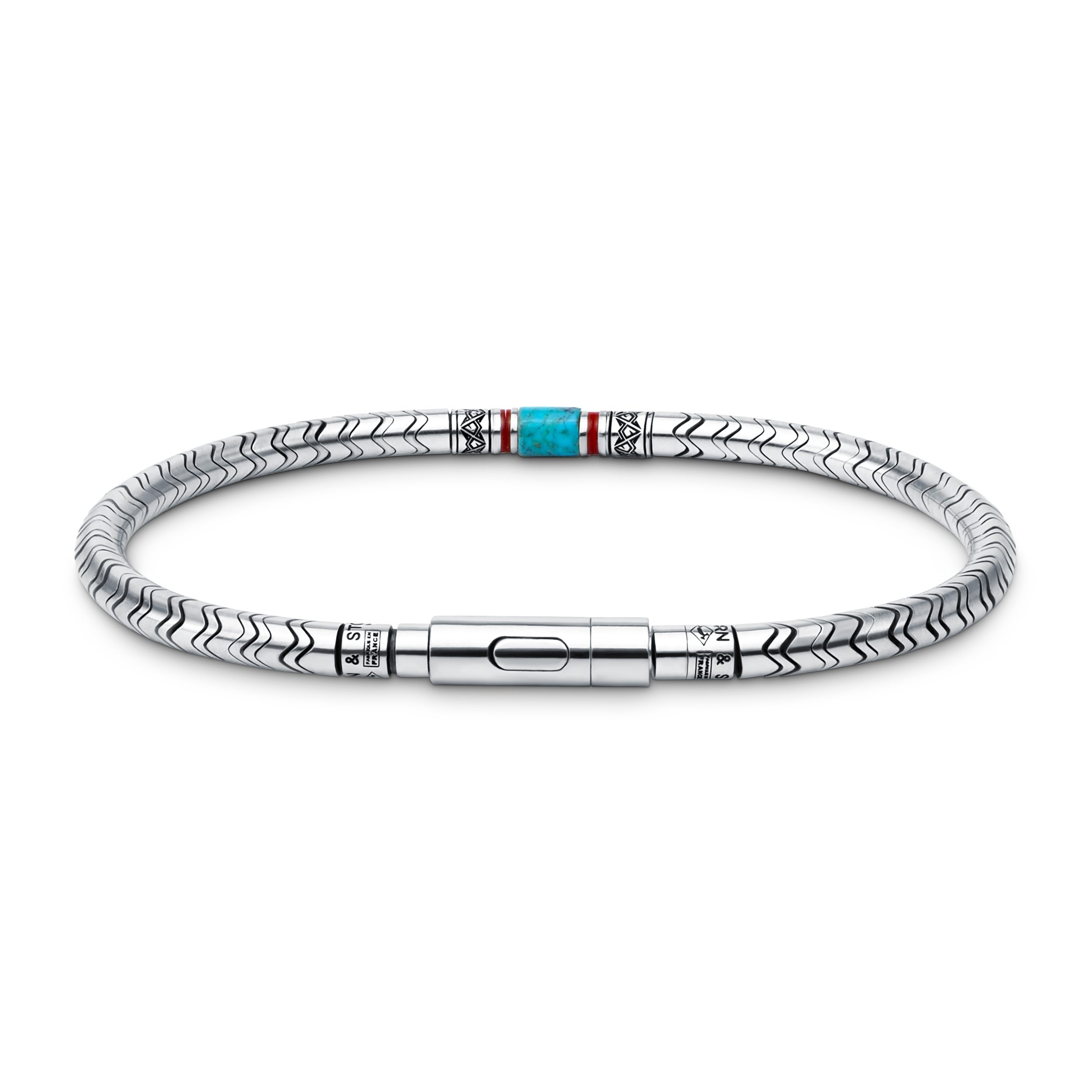 Bracelet homme argent et turquoise