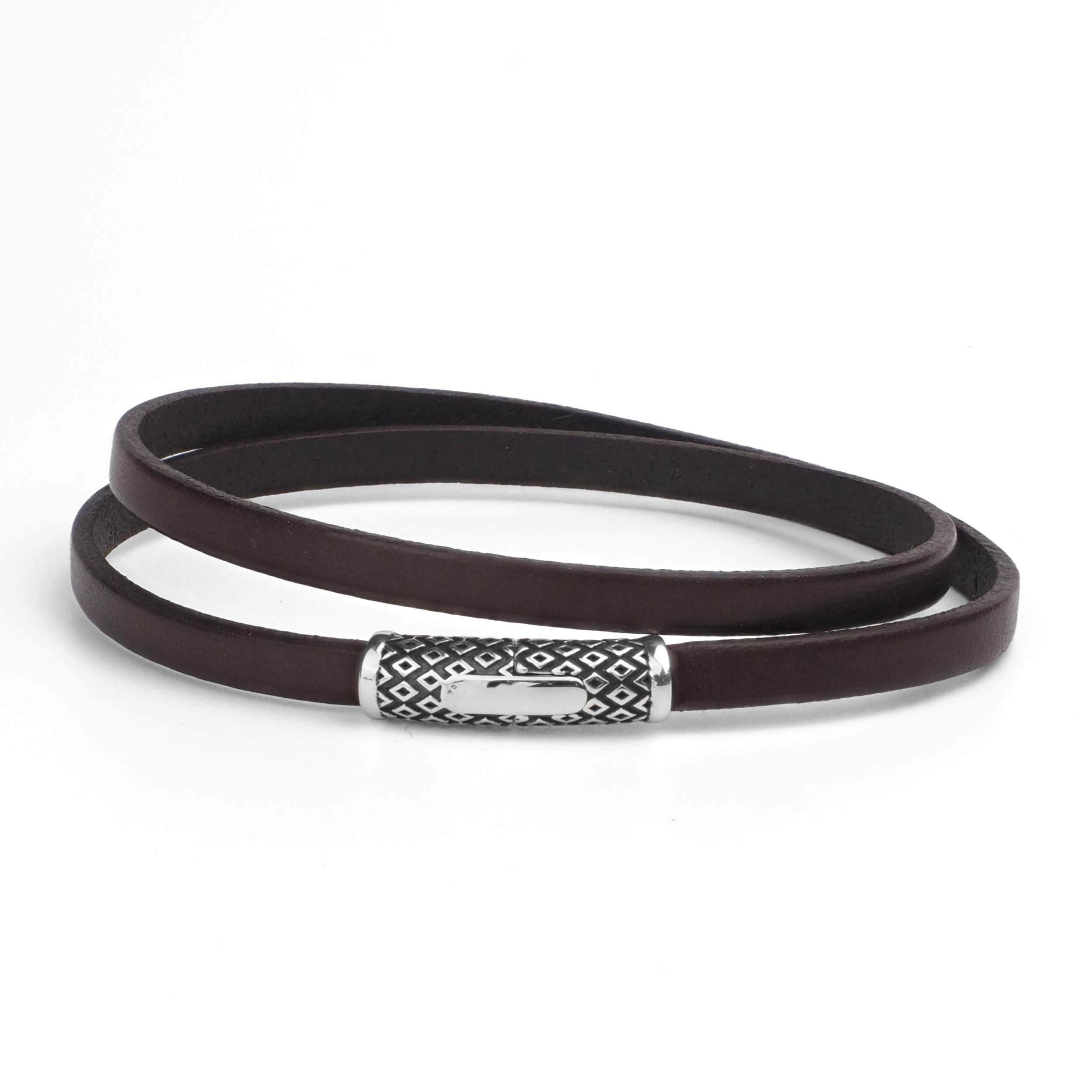 Bracelet homme cuir et argent