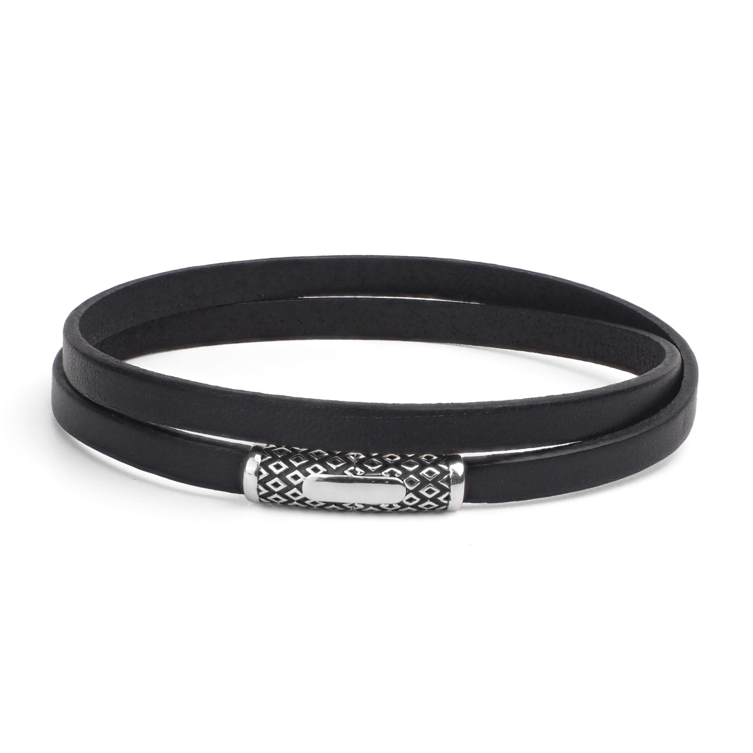 Bracelet homme cuir et argent