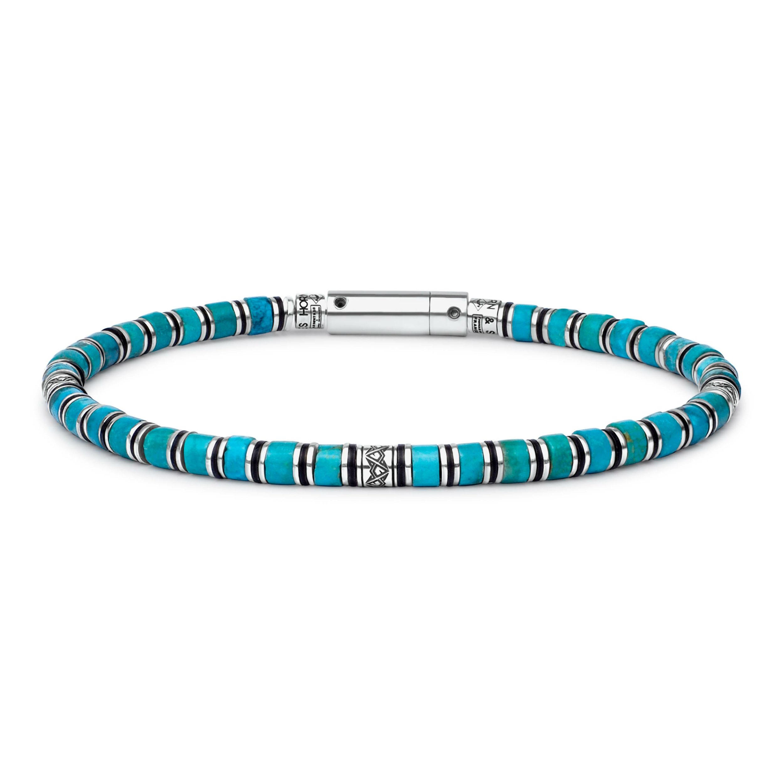 Bracelet homme turquoise et argent