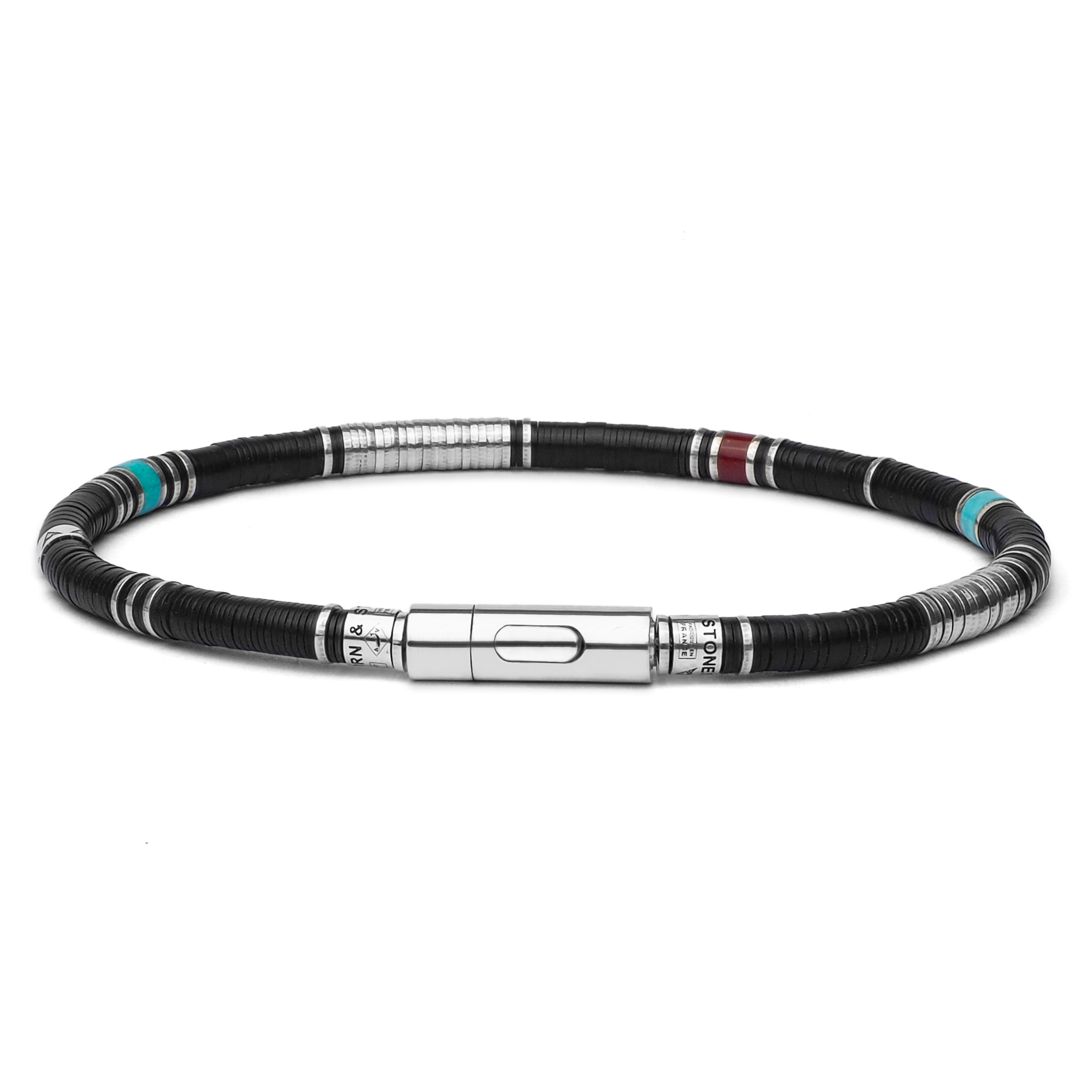 bracelet homme vinyle et turquoise