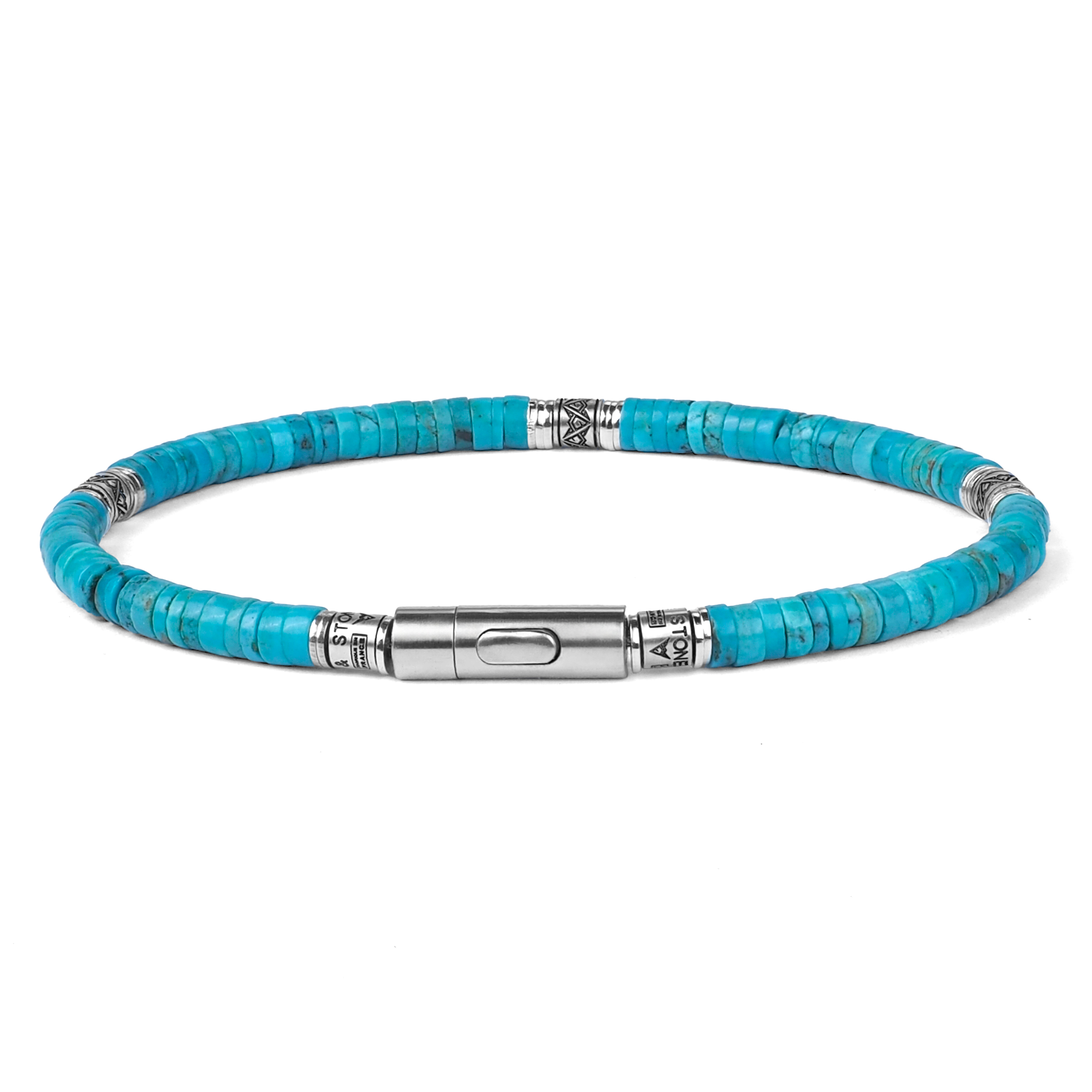 bracelet homme turquoise et argent