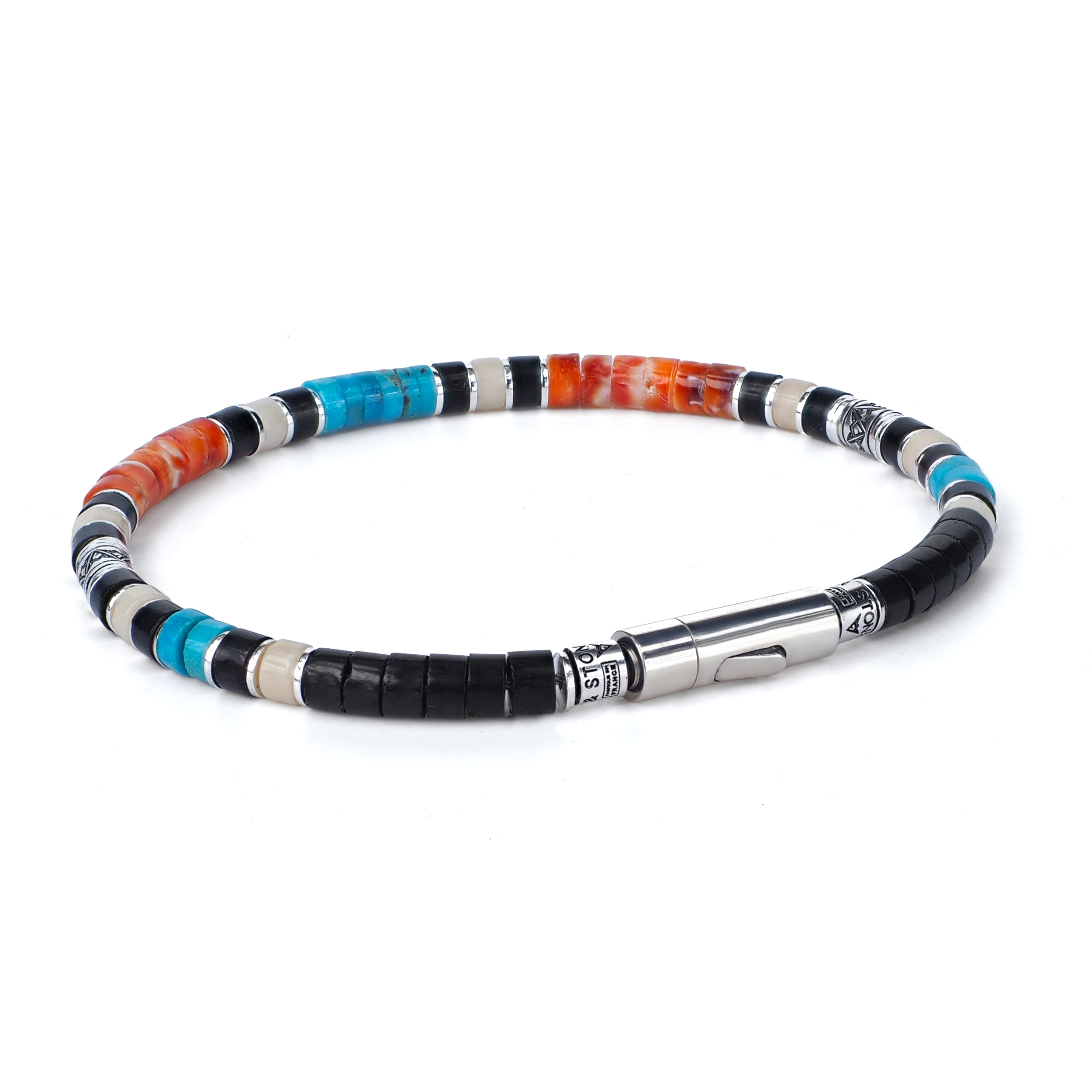 Bracelet turquoise et argent pour homme