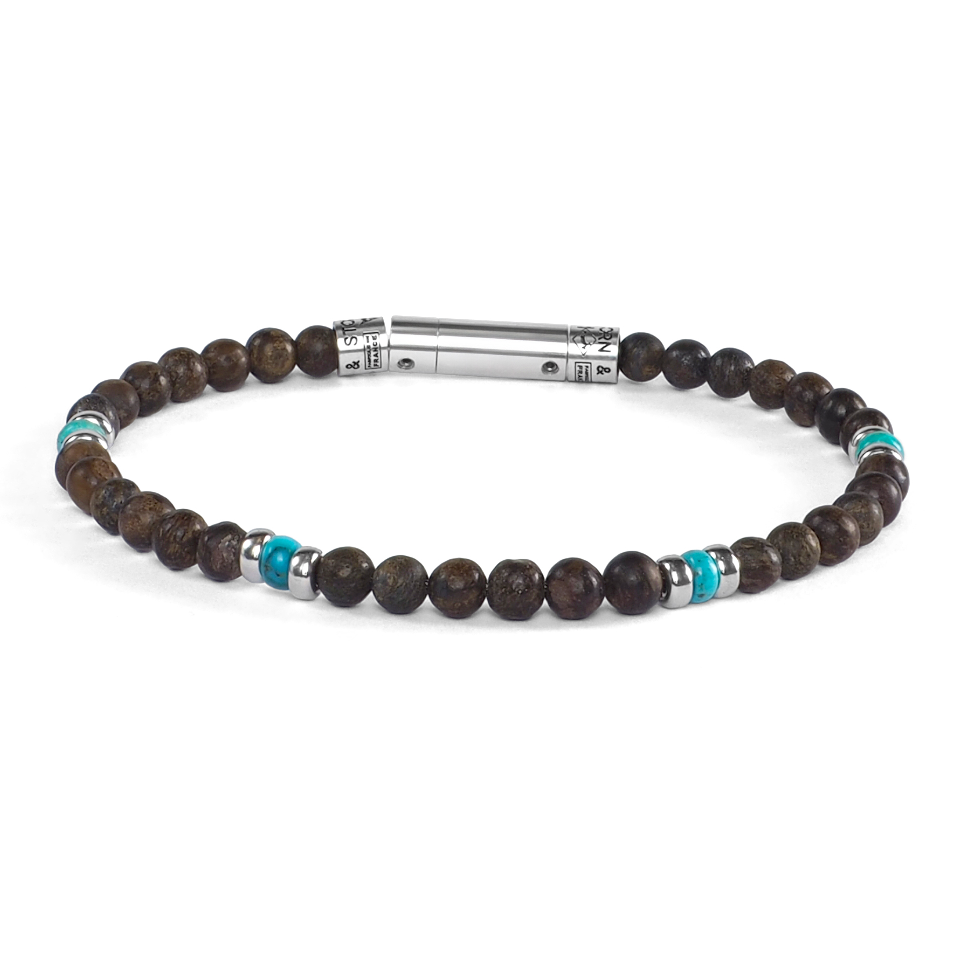 bracelet en turquoise et bronzite pour homme