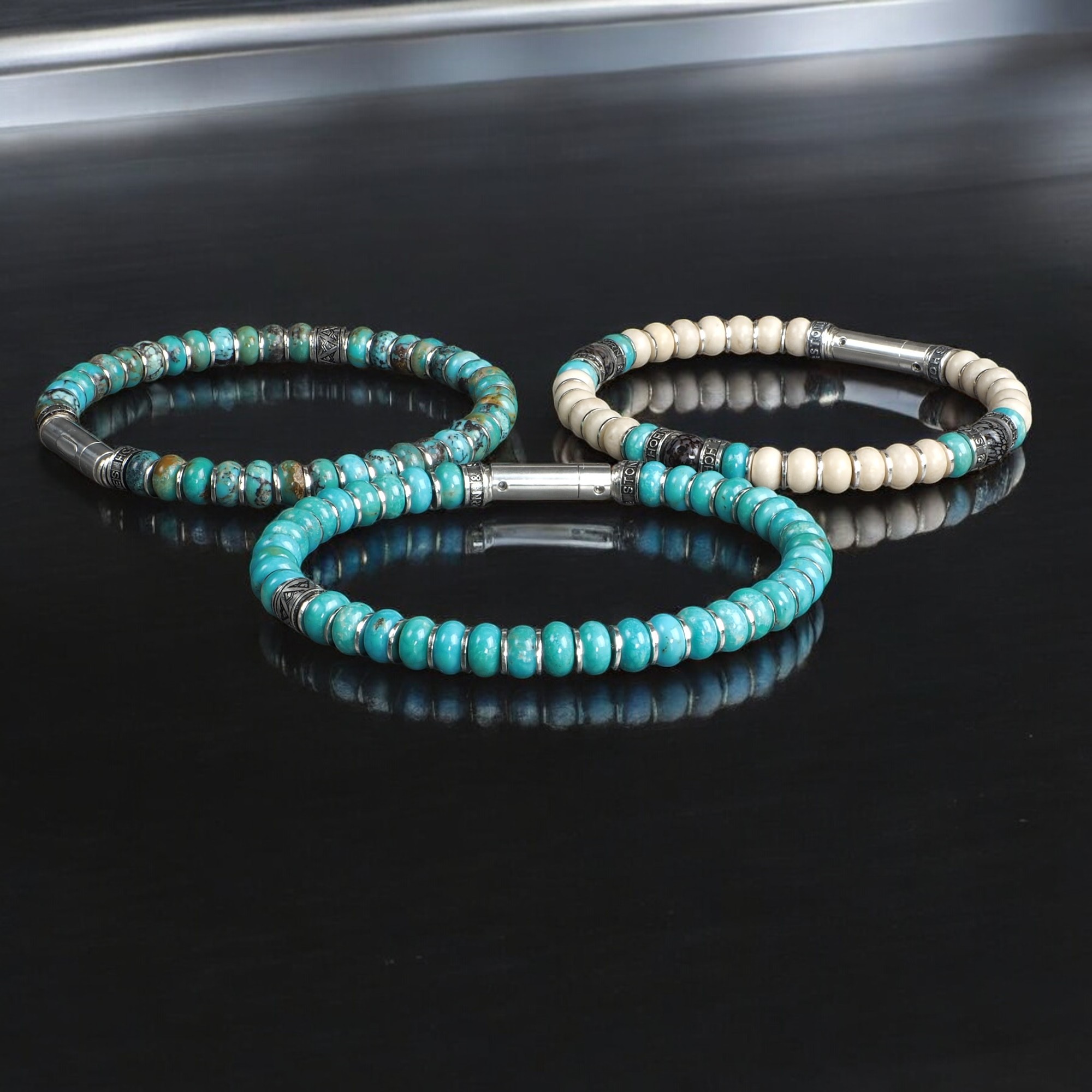 bracelets homme turquoise et argent